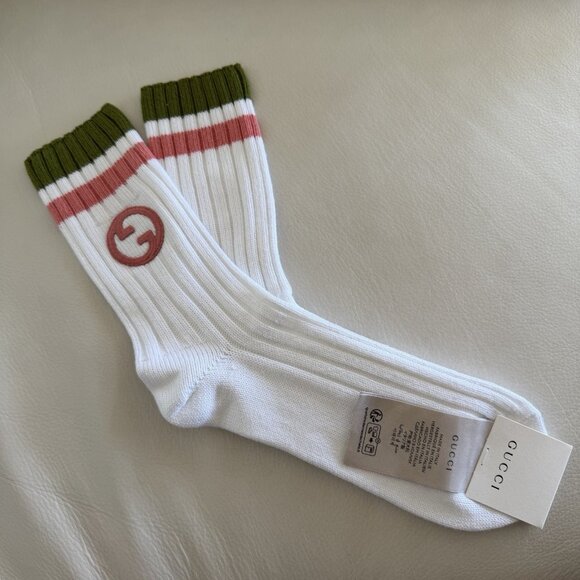 NWT Round Interlocking G cotton socks Sz L 100% Authentic - Picture 3 of 7
